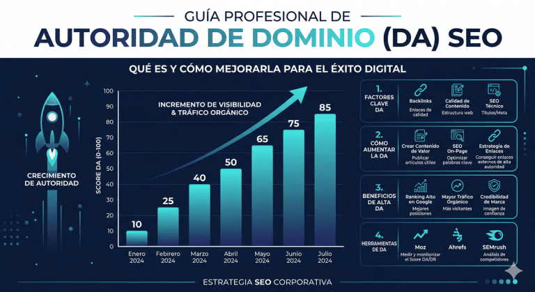 Gráfico que muestra cómo mejora la autoridad de dominio de una web con el tiempo