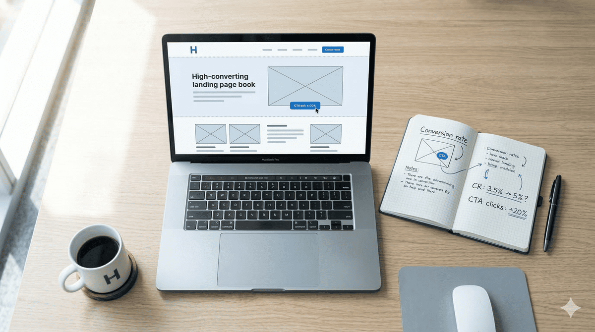 Diseño de una landing page profesional con wireframe y elementos de conversión optimizados