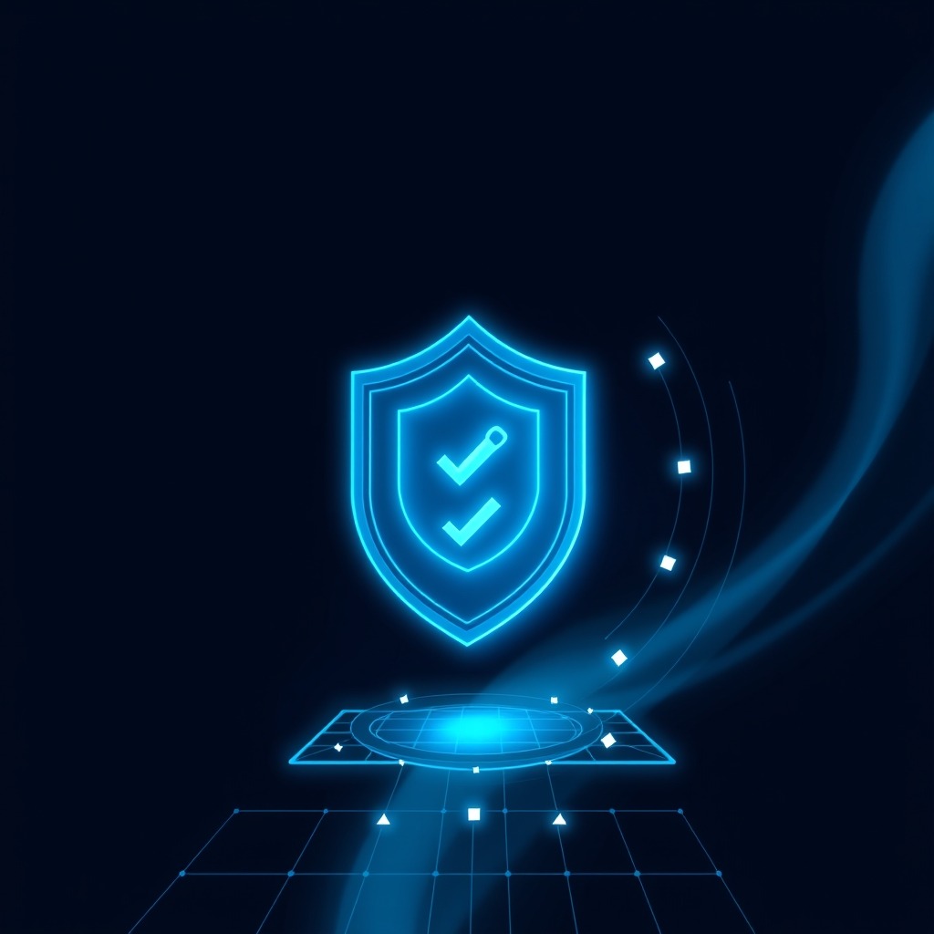 Escudo digital de ciberseguridad NIS2 para pymes con red de protección en azul y cian
