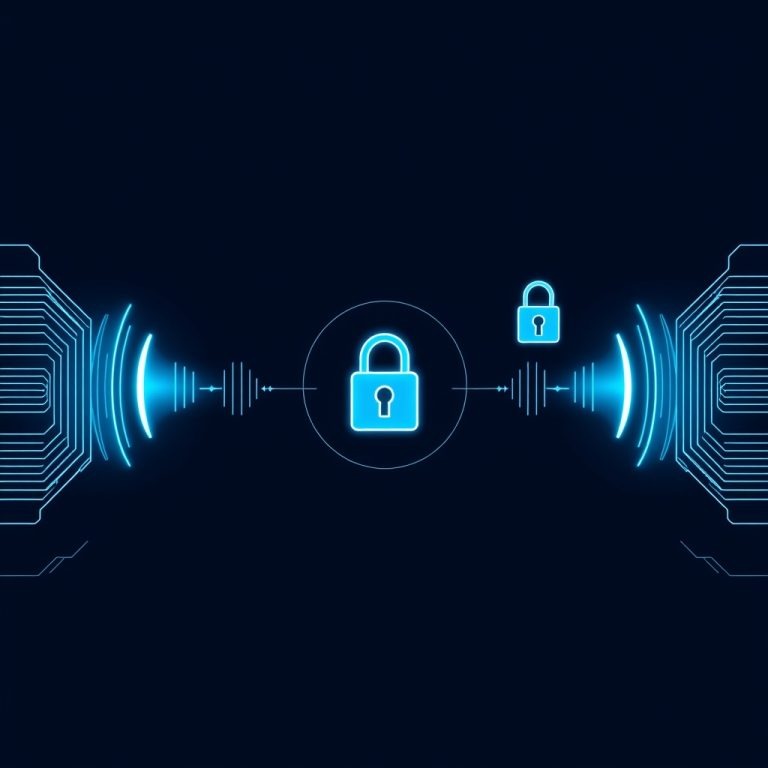 Ondas de voz transformándose en datos digitales, representando un agente de voz atención telefónica en modo solo lectura