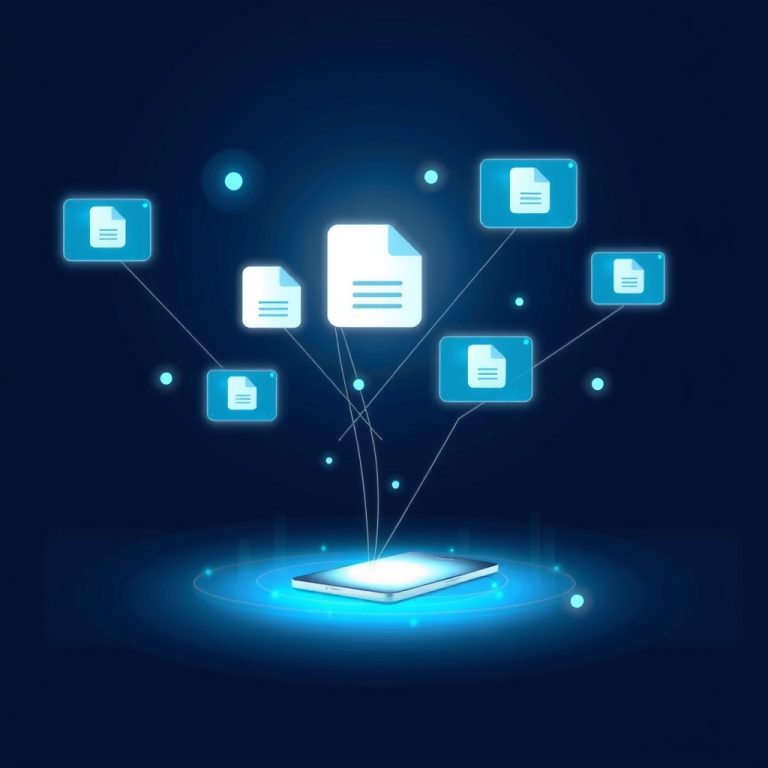 Chatbot para gestorías respondiendo consultas automáticas con documentos digitales y burbujas de conversación